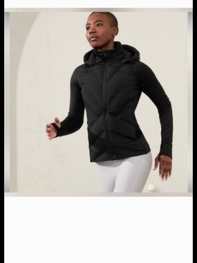 Athleta Black Hooded Puffer Jacket